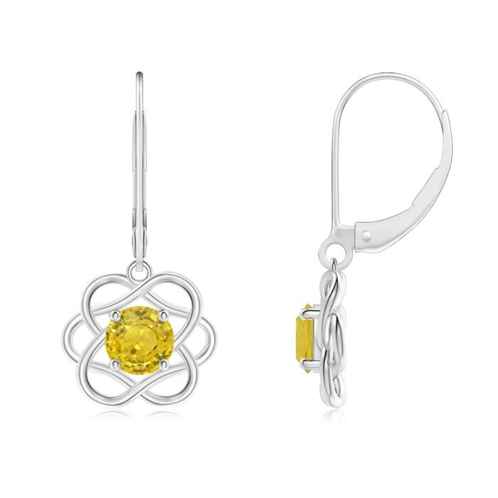 5mm aaa yellow sapphire white gold earrings