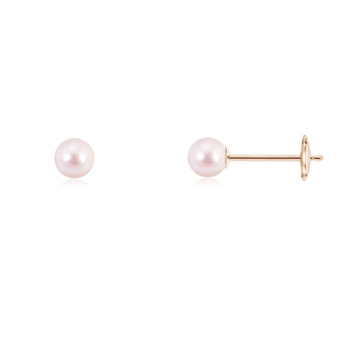 5mm aaaa akoya cultured pearl rose gold earrings