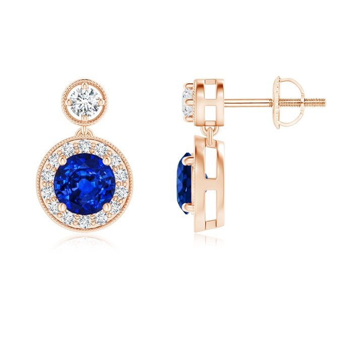 5mm aaaa blue sapphire rose gold earrings