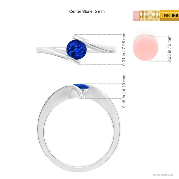 5mm aaaa blue sapphire white gold ring 5