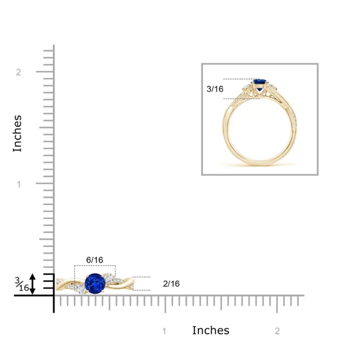 5mm aaaa blue sapphire yellow gold ring 5