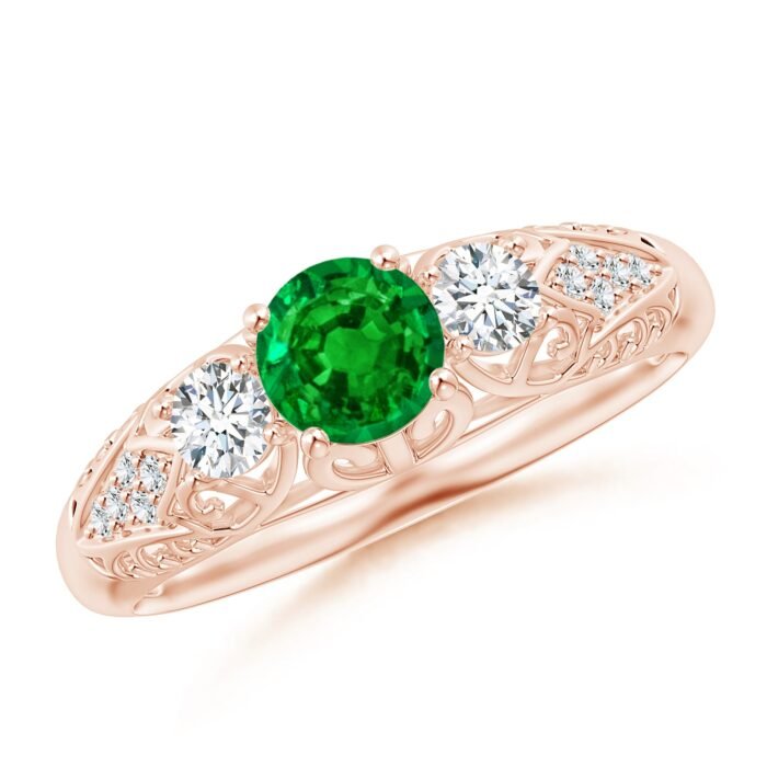 5mm aaaa emerald 18k rose gold ring