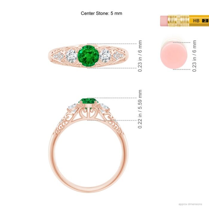 5mm aaaa emerald 18k rose gold ring 6