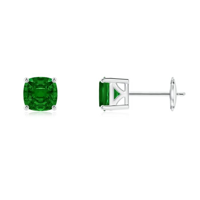 5mm aaaa emerald white gold earrings