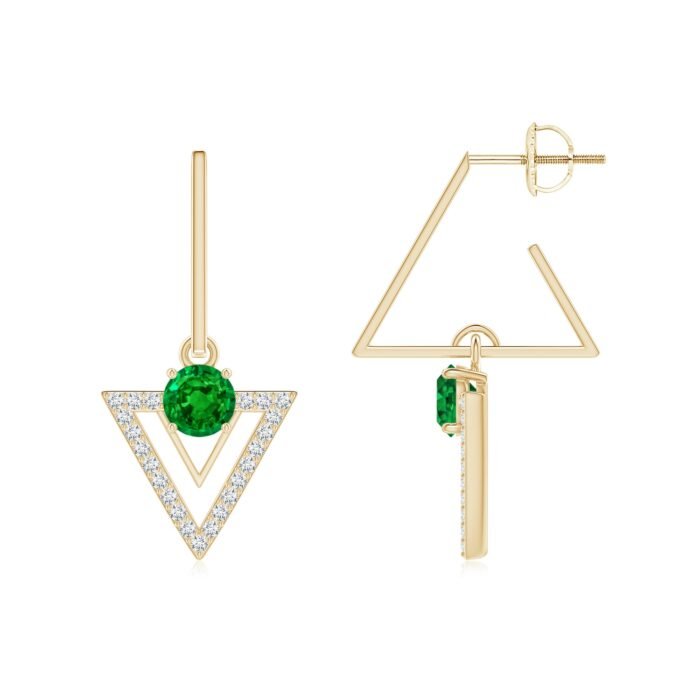 5mm aaaa emerald yellow gold earrings 1