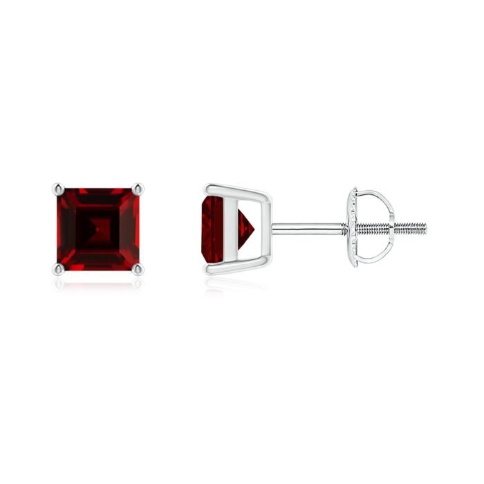 5mm aaaa garnet white gold earrings