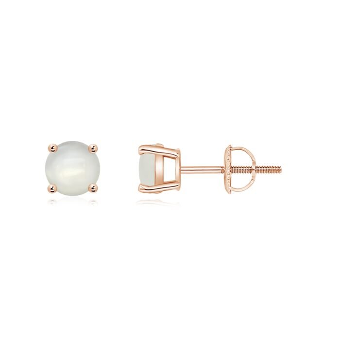 5mm aaaa moonstone rose gold earrings