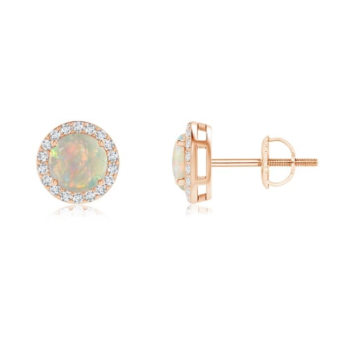 5mm aaaa opal rose gold earrings