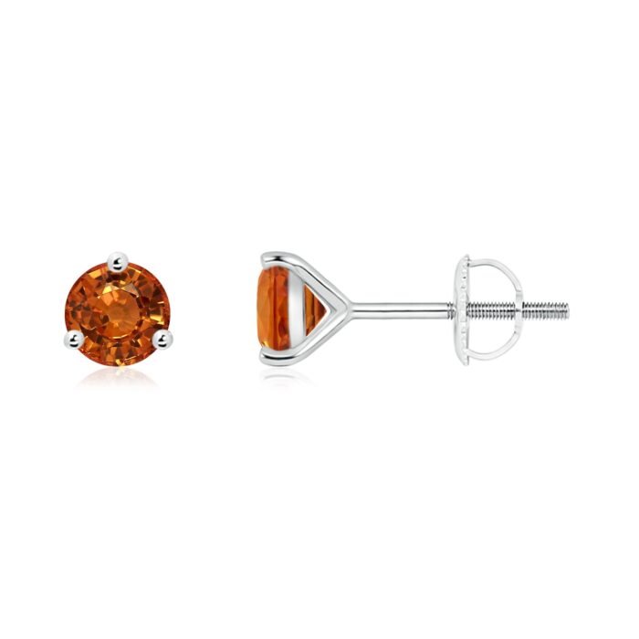 5mm aaaa orange sapphire white gold earrings