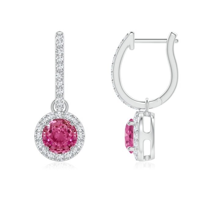 5mm aaaa pink sapphire p950 platinum earrings