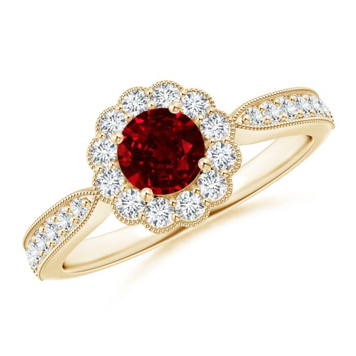 5mm aaaa ruby yellow gold ring