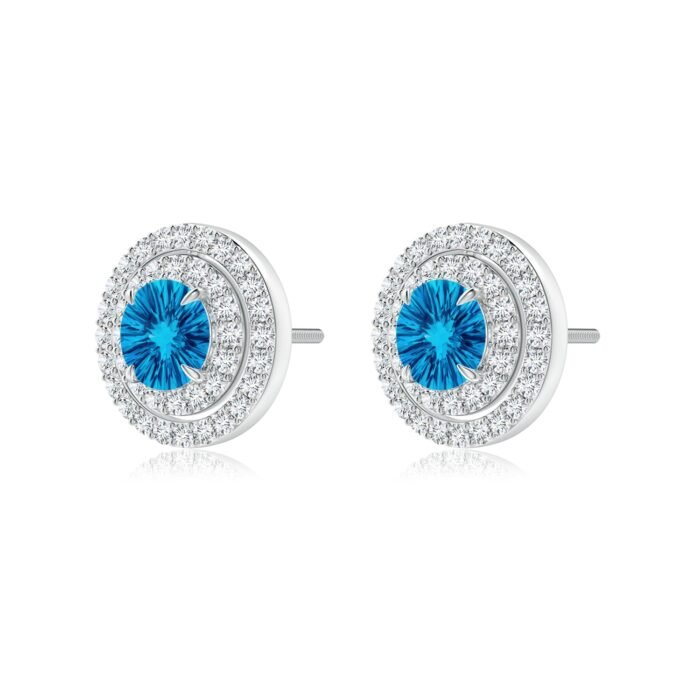 5mm aaaa swiss blue topaz white gold earrings 2