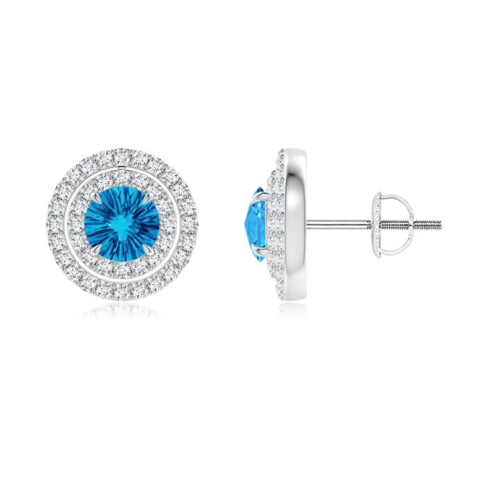 5mm aaaa swiss blue topaz white gold earrings 2 2