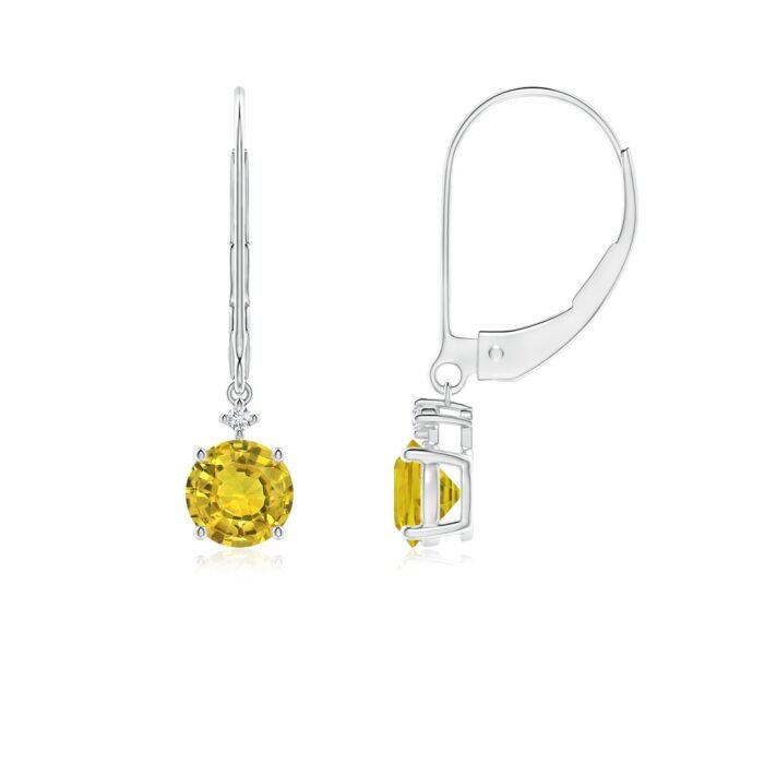 5mm aaaa yellow sapphire white gold earrings 1