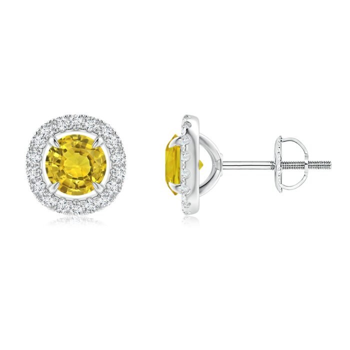 5mm aaaa yellow sapphire white gold earrings 2