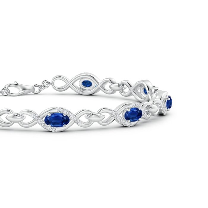5x3mm aaa blue sapphire white gold bracelet 2 2