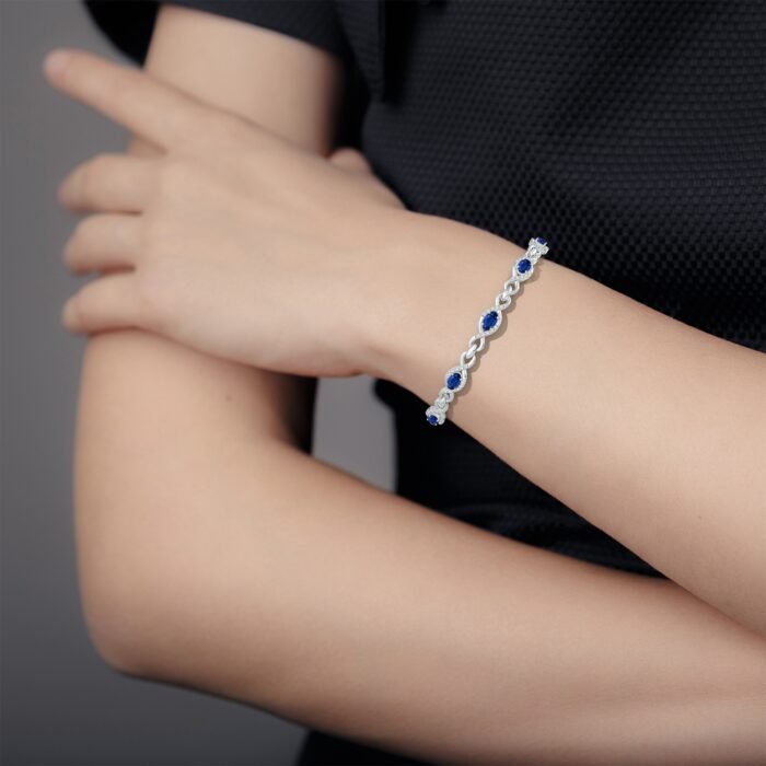 5x3mm aaa blue sapphire white gold bracelet 3 1