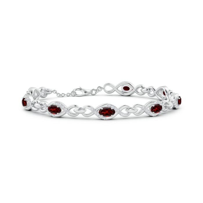 5x3mm aaa garnet white gold bracelet