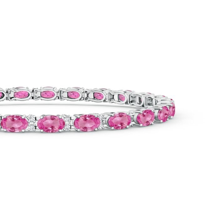 5x3mm aaa pink sapphire white gold bracelet 2