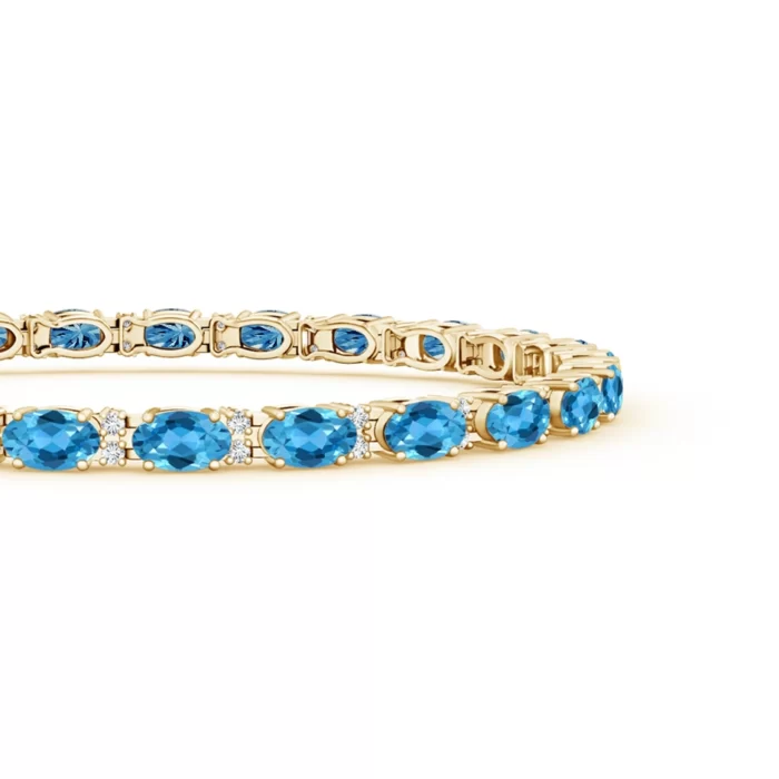 5x3mm aaa swiss blue topaz yellow gold bracelet 2