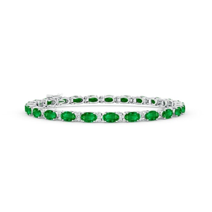 5x3mm aaaa emerald white gold bracelet
