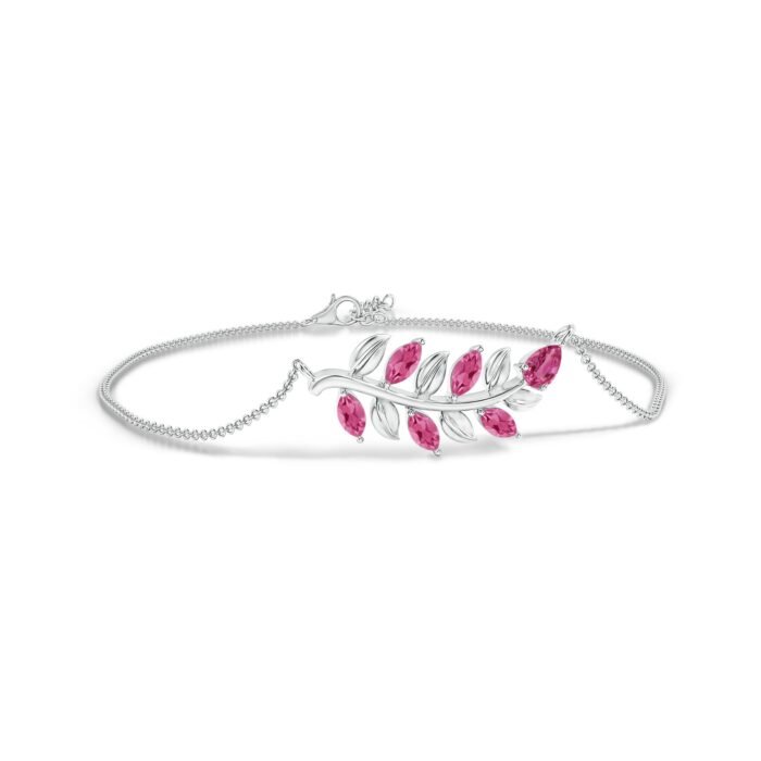 5x3mm aaaa pink sapphire white gold bracelet