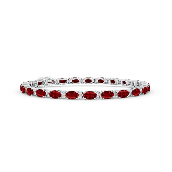 5x3mm aaaa ruby white gold bracelet