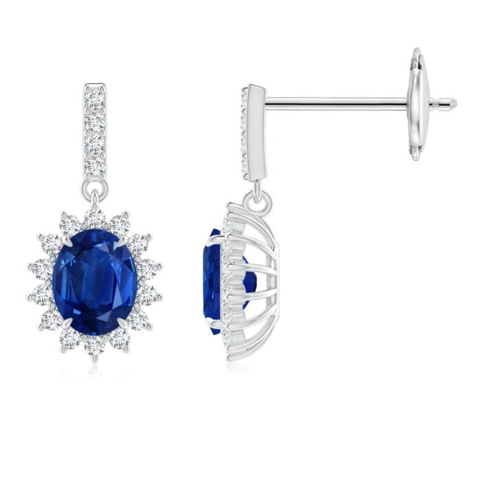 5x4mm aaa blue sapphire white gold earrings 1
