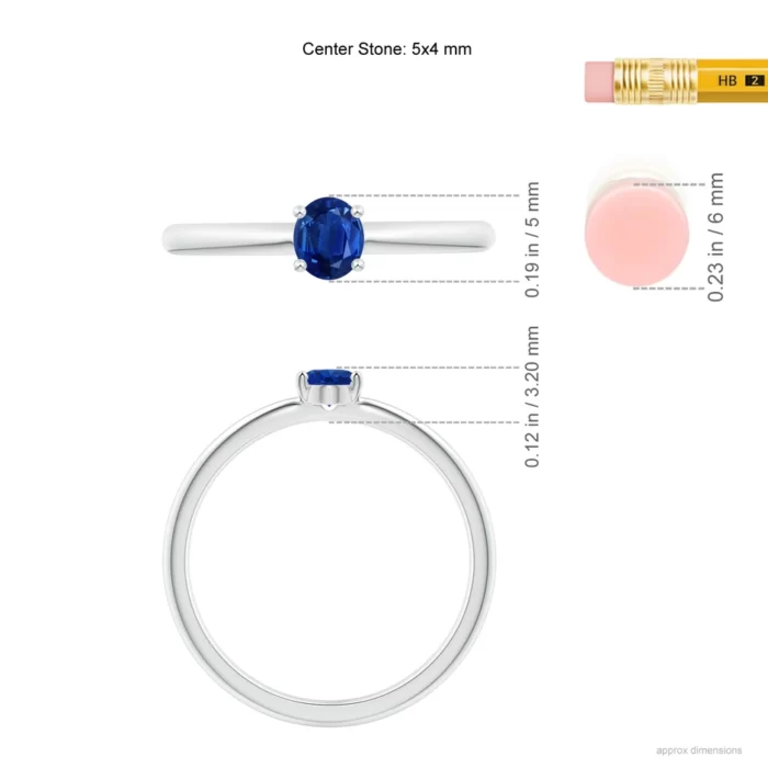 5x4mm aaa blue sapphire white gold ring 5