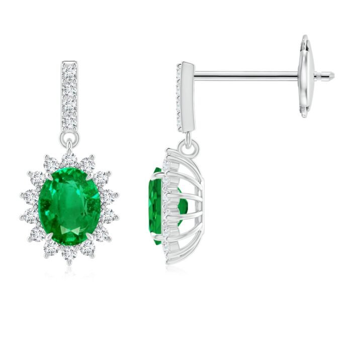 5x4mm aaa emerald white gold earrings