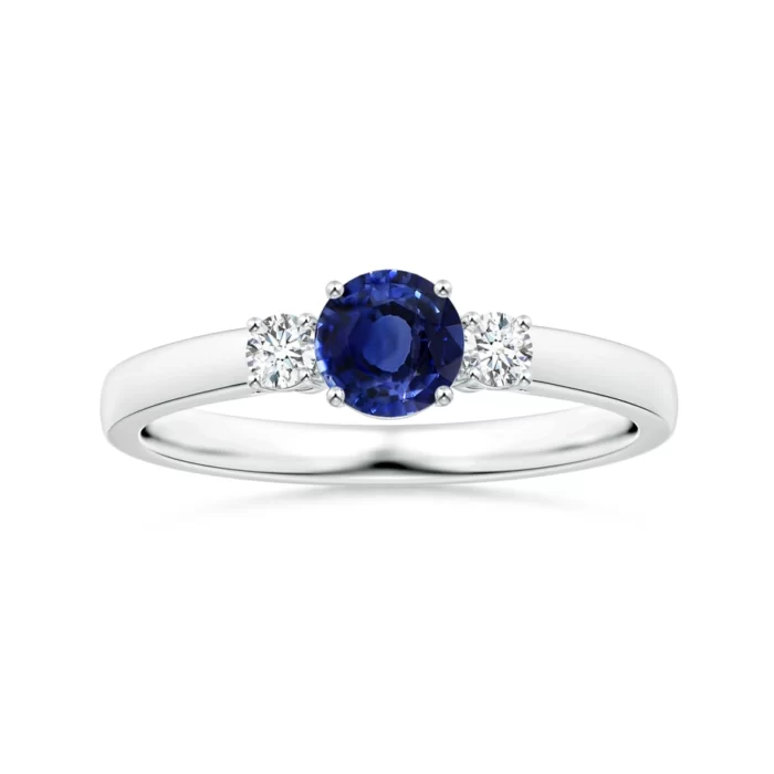 6.10x6.10x4.03mm aa blue sapphire 18k white gold ring