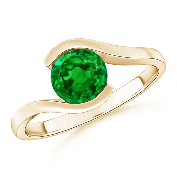 6.5mm aaaa emerald yellow gold ring 1