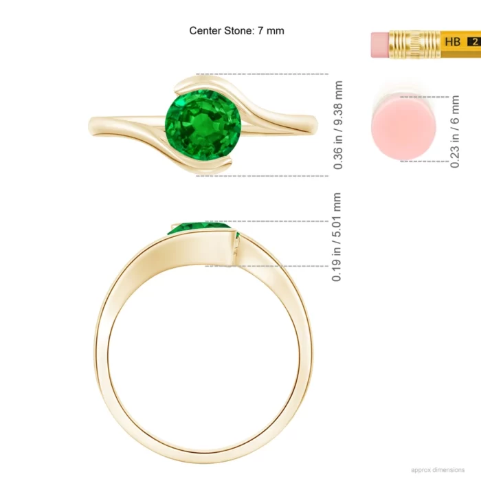 6.5mm aaaa emerald yellow gold ring 5 1