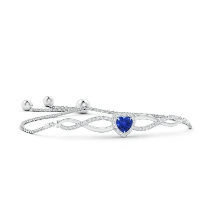 6mm aaa blue sapphire white gold bracelet