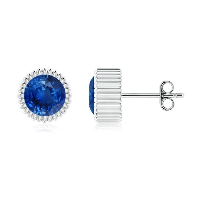 6mm aaa blue sapphire white gold earrings 2
