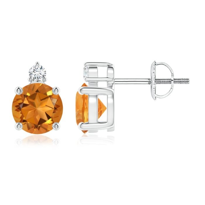 6mm aaa citrine white gold earrings