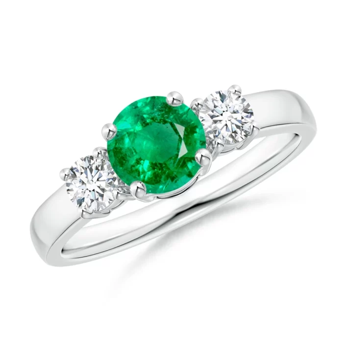 6mm aaa emerald white gold ring