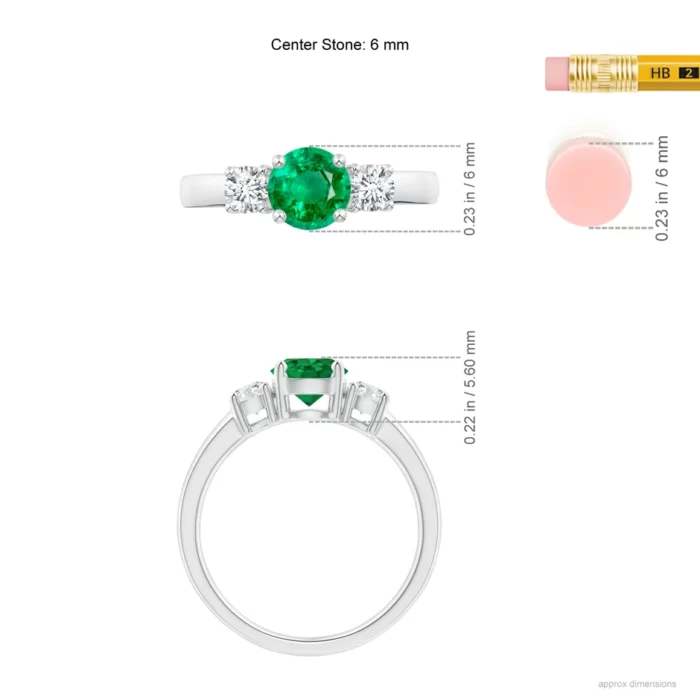 6mm aaa emerald white gold ring 5
