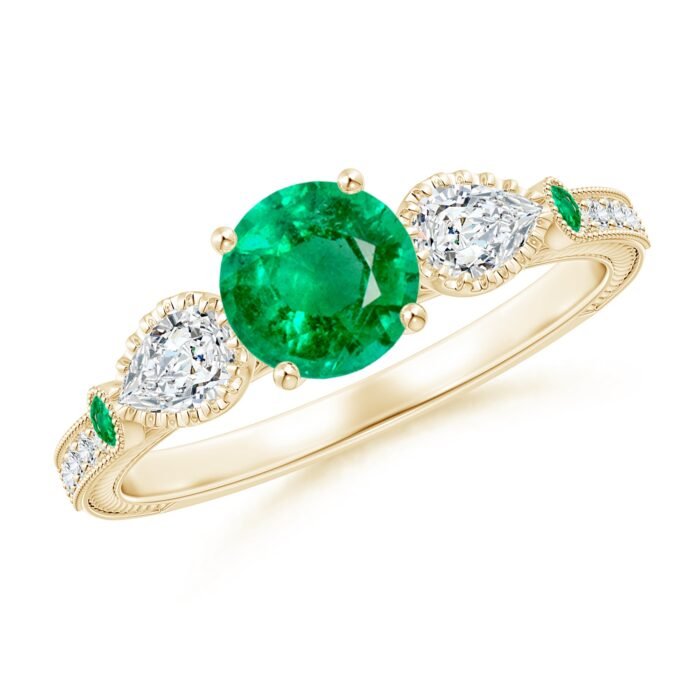 6mm aaa emerald yellow gold ring