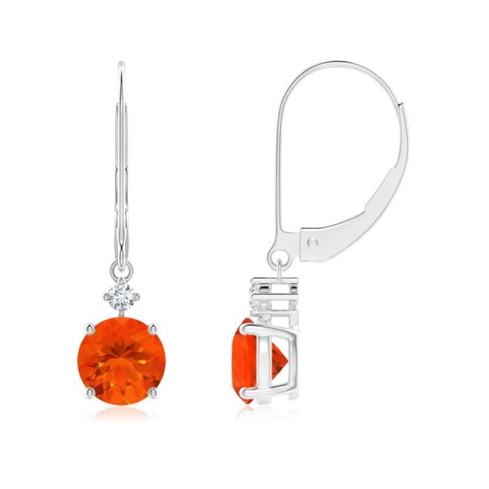 6mm aaa fire opal white gold earrings