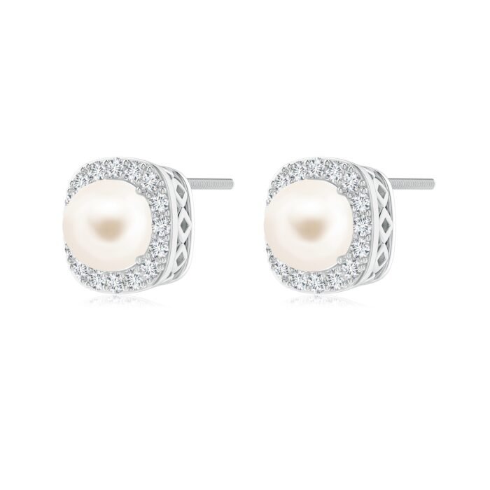 6mm aaa freshwater cultured pearl white gold earrings 2