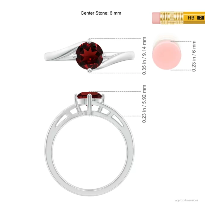 6mm aaa garnet white gold ring 5