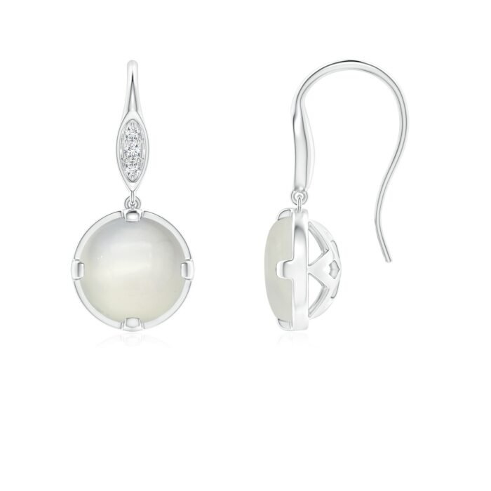 6mm aaa moonstone white gold earrings