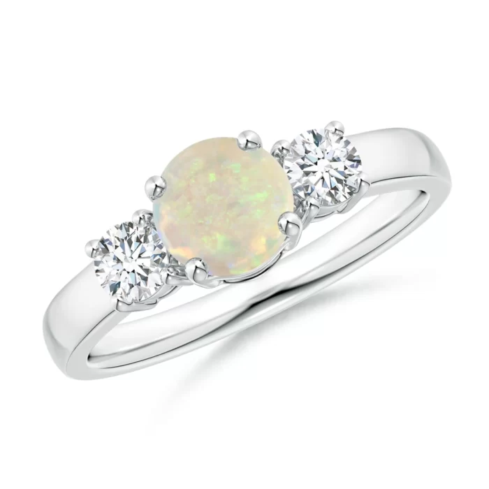 6mm aaa opal white gold ring