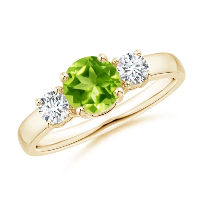 6mm aaa peridot yellow gold ring