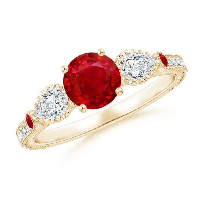 6mm aaa ruby yellow gold ring 1