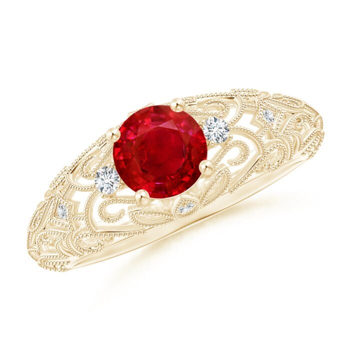 6mm aaa ruby yellow gold ring 2