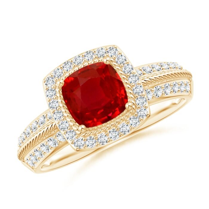 6mm aaa ruby yellow gold ring