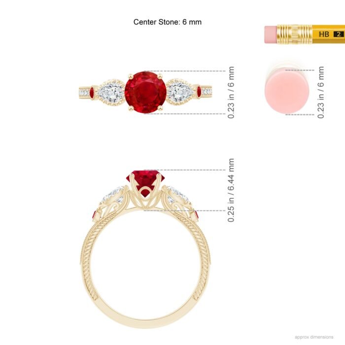 6mm aaa ruby yellow gold ring 6