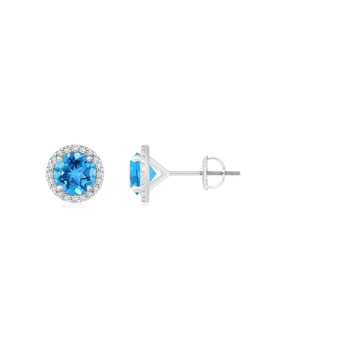 6mm aaa swiss blue topaz p950 platinum earrings